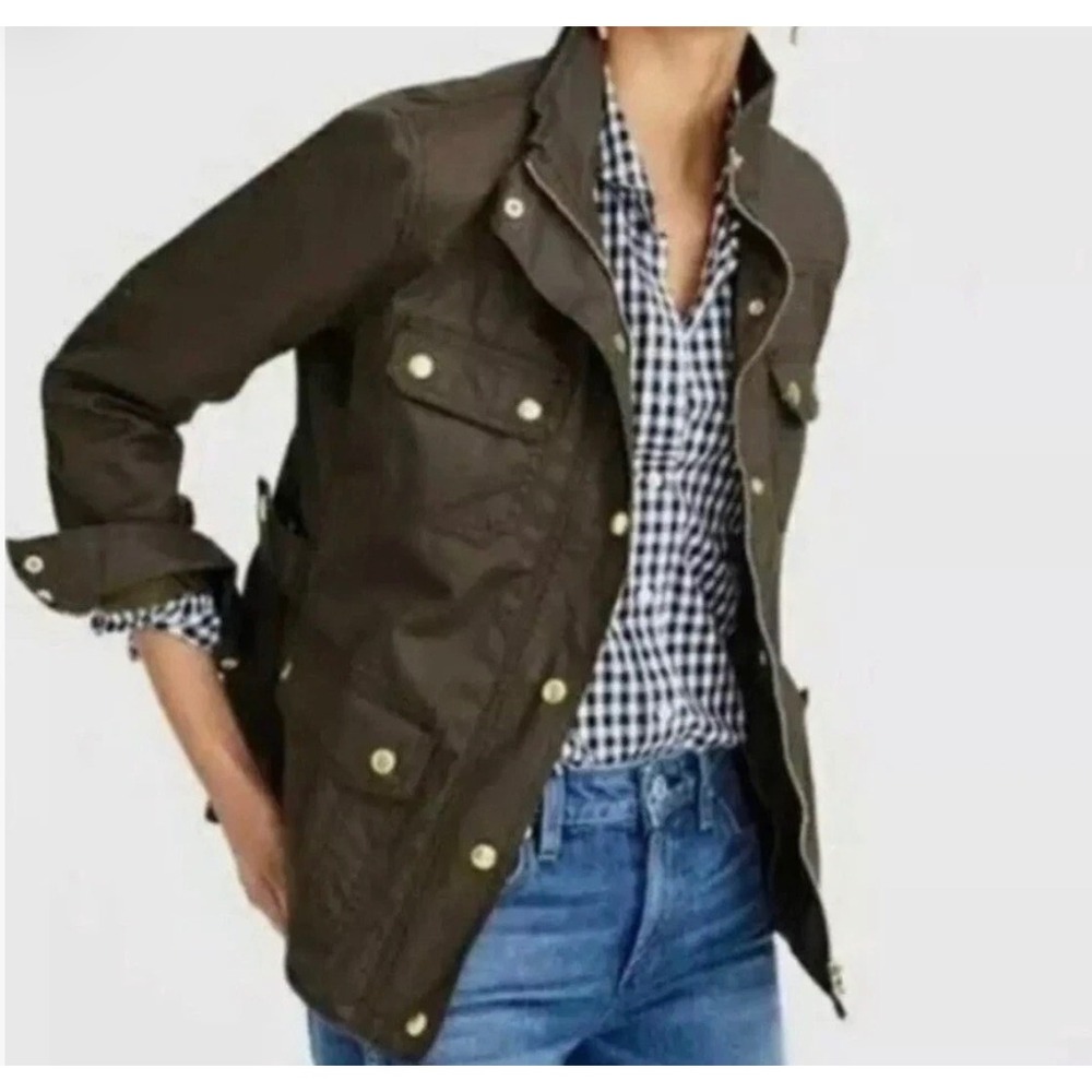 J Crew Small Downtown Field Jacket Utility Military Chore Waxed Cotton